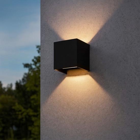 Applique per esterno cubo nero atom ap d10 ideal lux led 12w 3000k