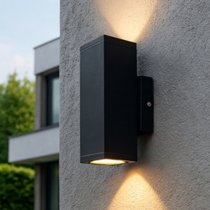 Applique da esterno facciata nero squadrato luce sopra sotto