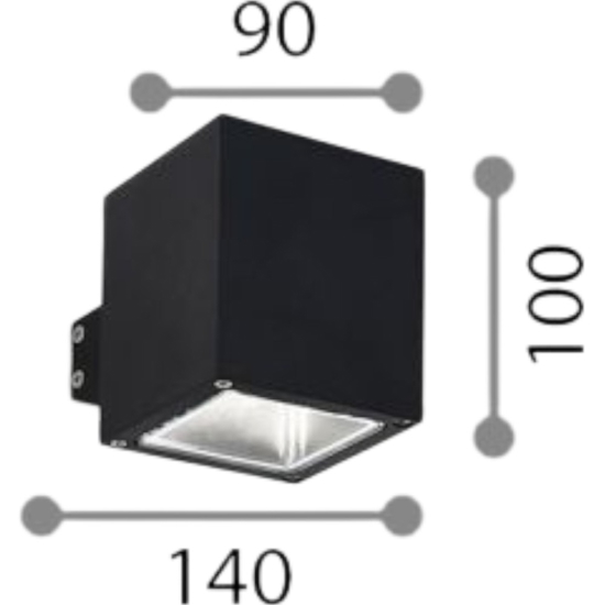Ideal lux snif square applique cubo nero per esterno