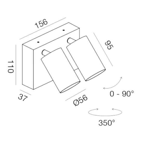 Applique da esterno due luci orientabili ip65 antracite led cct gea luce