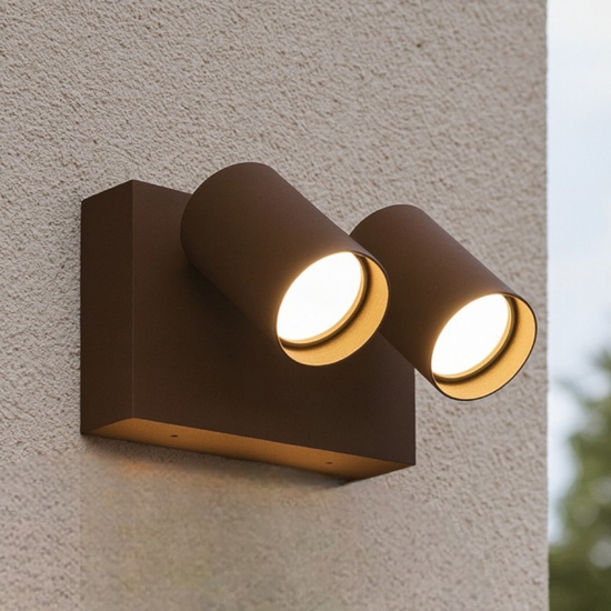 Applique per esterno due luci orientabili ip65 marrone led cct gea luce Applique per esterno due luci orientabili ip65 marrone led cct gea luce