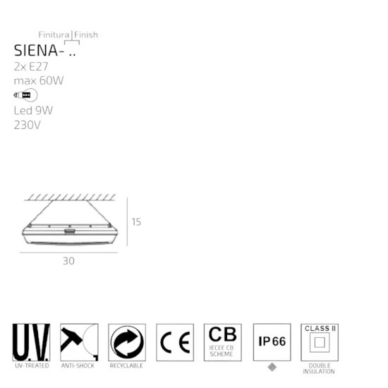 Applique da esterno top light siena grigia anti corrosione