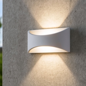 Applique da esterno design moderno bianca biemissione led 6w 3000k ip65