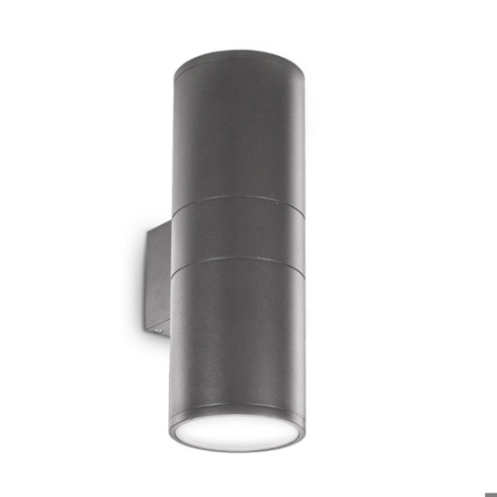 Gun ap2 big applique da esterno cilindro antracite luce sopra sotto ideal lux