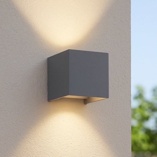 Ideal lux atom ap d10 applique per esterno balcone cubo antracite led 3000k ip54