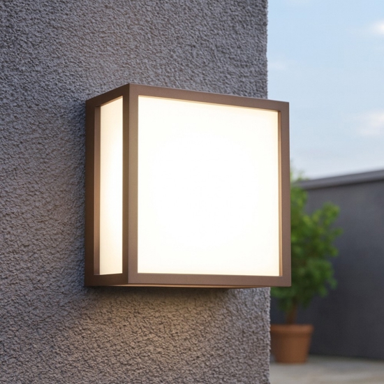 Applique corten marrone per esterno quadrato isyluce quad déco
