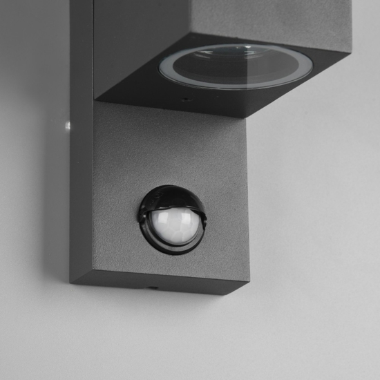 Applique antracite con sensore di movimento per esterno squadrato Applique antracite con sensore di movimento per esterno squadrato
