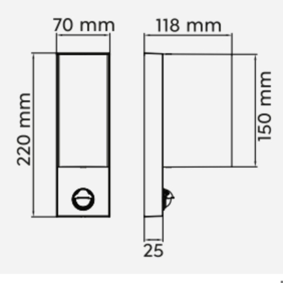 Applique antracite con sensore di movimento per esterno squadrato Applique antracite con sensore di movimento per esterno squadrato