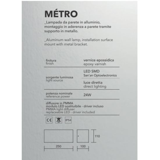 Isyluce metro applique da esterno led 24w 4000k bianco Isyluce metro applique da esterno led 24w 4000k bianco