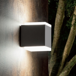 Applique da esterno cubo grafite moderno biemissione led 14w 3000k