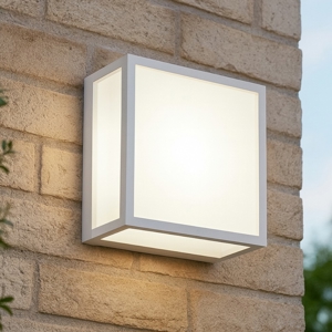 Isyluce applique da esterno a parete soffitto bianca  quadrata
