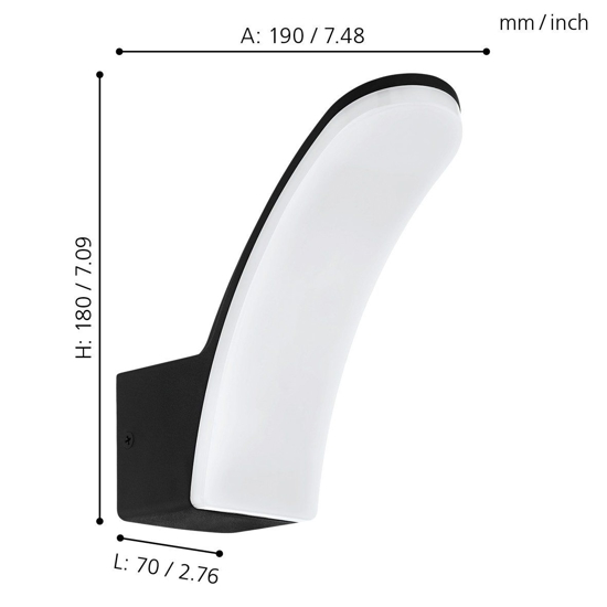 Fiumino eglo applique da esterno nero led 11w 3000k moderno