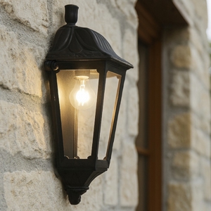Dafne ap1 small applique lanterna classica nera da esterno ip55 e27 ideal lux