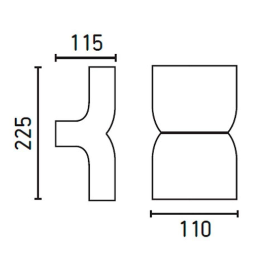 Applique grigio per esterno 2 luci ip44
