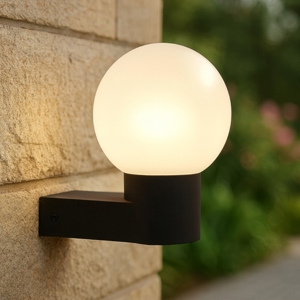 Applique per esterno antracite e sfera bianca
