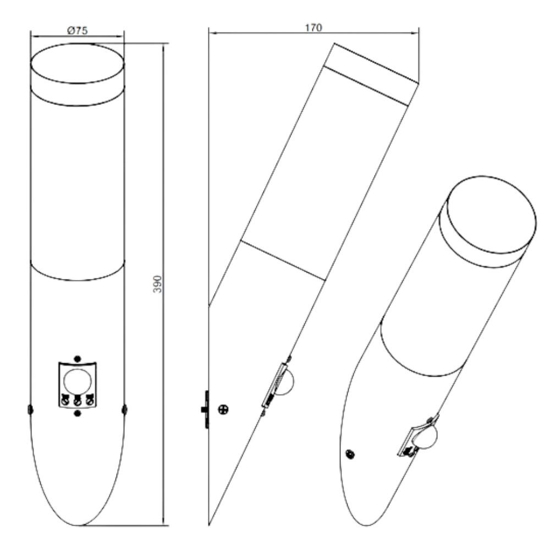 Applique per esterno ip44 h39 cm nera opaca Applique per esterno ip44 h39 cm nera opaca