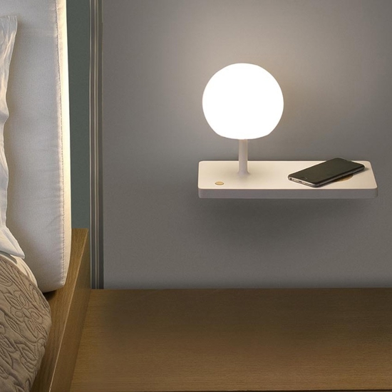 Applique multifunzione per comodino camera da letto lato destro caricatore wireless usb