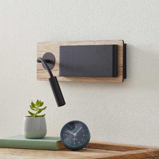 Applique per comodino camera da letto legno nero moderna