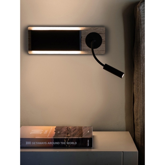 Applique per comodino camera da letto legno nero moderna