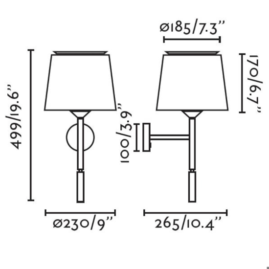 Applique lampada da parete per testata camera da letto tessuto e metallo