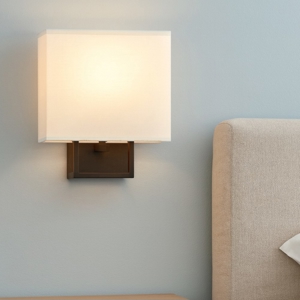 Applique marrone per comodini con  interruttore paralume rettangolare