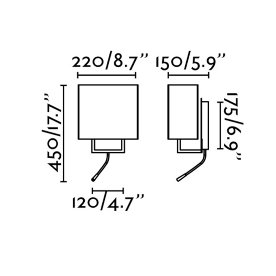 Applique da comodino marrone per camera da letto doppia luce con interruttore