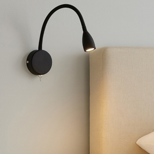 Applique nero orientabile 3w 3000k per comodino camera da letto