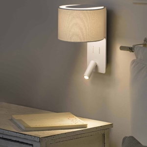 Applique da parete per comodino camera da letto bianco doppia luce