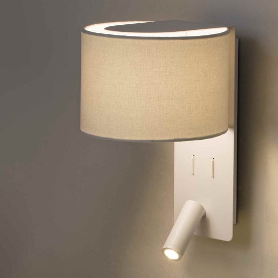 Applique da parete per comodino camera da letto bianco doppia luce