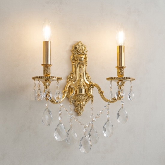 Gioconda ap2  ideal lux applique cristalli oro antico due bracci