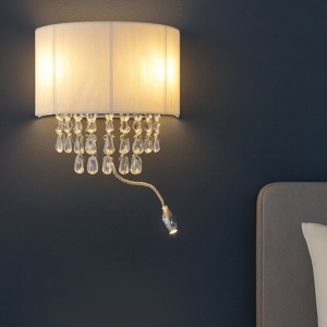 Opera ap3 applique comodino camera da letto paralume cristalli luce ideal lux