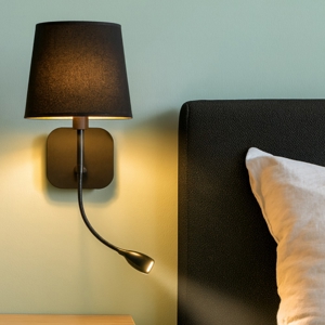 Nordik ap2 applique nera per camera da letto ideal lux