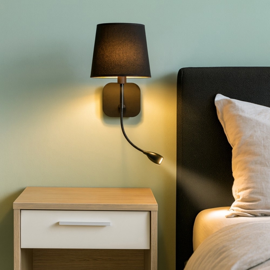 Nordik ap2 applique nera per camera da letto ideal lux