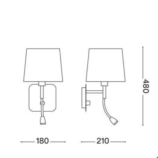Nordik ap2 applique nera per camera da letto ideal lux