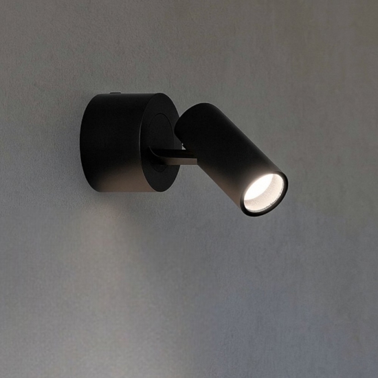 Play pl ideal lux applique orientabile led 7w 3000k cilindro nero