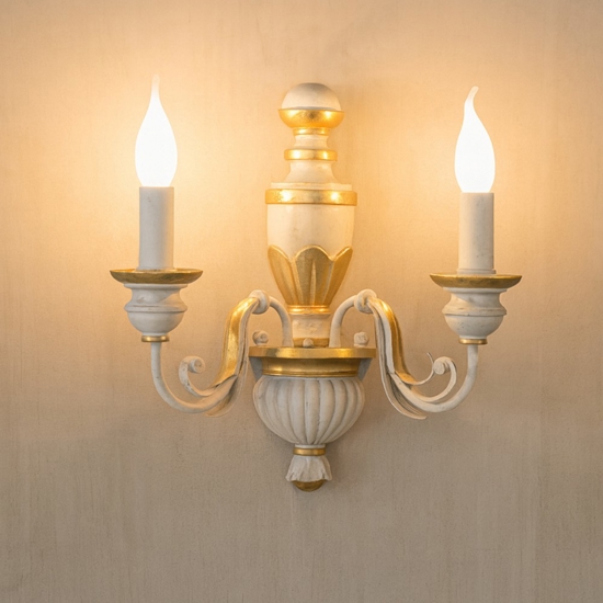 Firenze ap2 ideal lux applique bianco antico foglia oro 2 luci