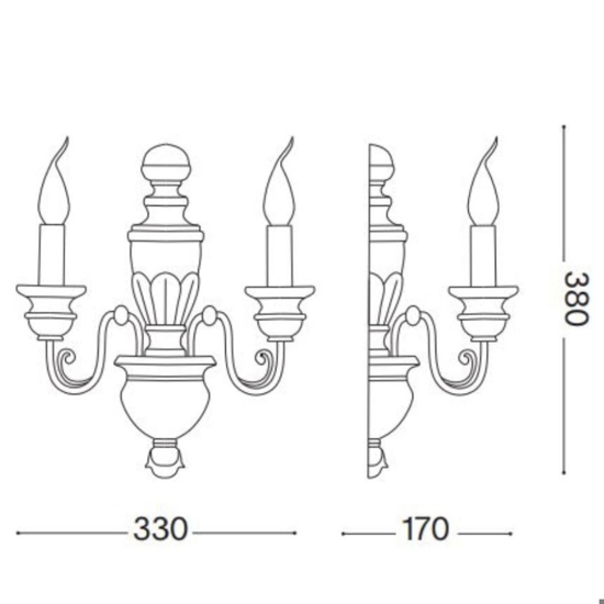 Firenze ap2 ideal lux applique bianco antico foglia oro 2 luci
