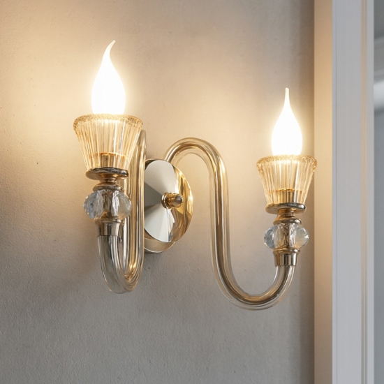 Strauss ap2 applique in cristallo trasparente ambra e oro ideal lux Strauss ap2 applique in cristallo trasparente ambra e oro ideal lux