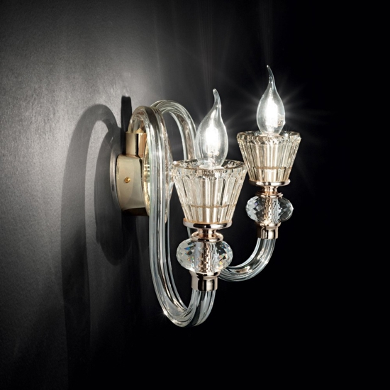 Strauss ap2 applique in cristallo trasparente ambra e oro ideal lux Strauss ap2 applique in cristallo trasparente ambra e oro ideal lux