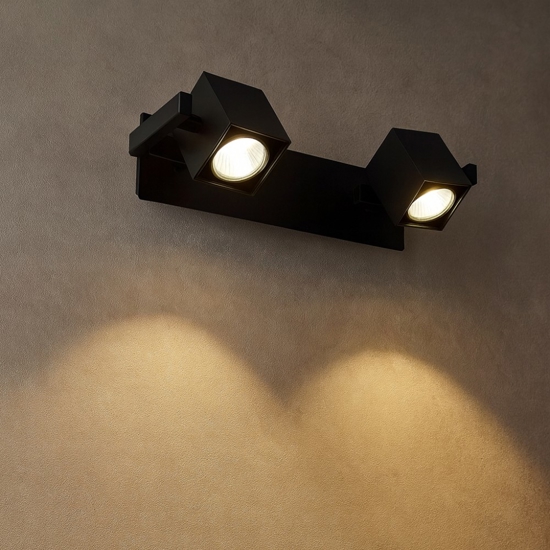 Ideal lux mouse ap2 applique led con 2 faretti orientabili nero