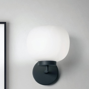 Applique lampada da parete moderna nera vetro bianco miloox bomboi