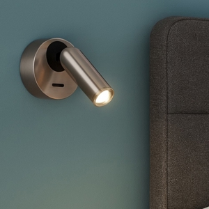 Bean ap round applique camera da letto ideal lux led 3w 3000k orientabile nickel