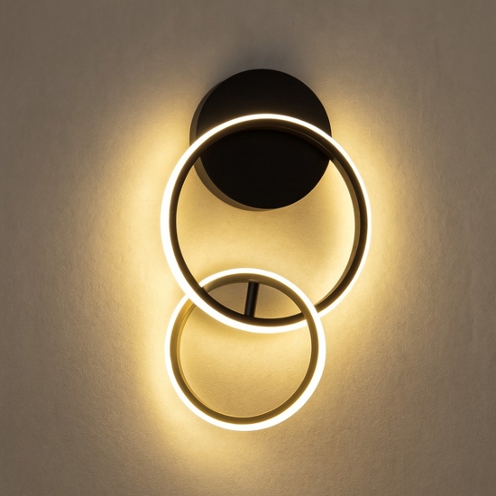 Applique da parete cerchi nero oro led 15w 3000k moderna Applique da parete cerchi nero oro led 15w 3000k moderna