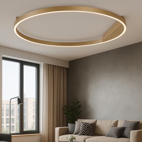 Ondaluce minus pc oro 60 cm plafoniera led 48w 3000k 4000k tonda moderna