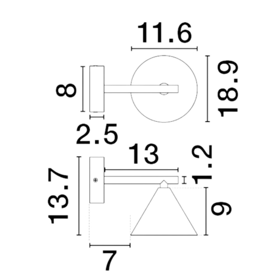 Applique da parete per salotto portalampada a cono moderno