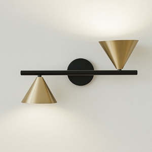Applique con faretti colore nero e oro