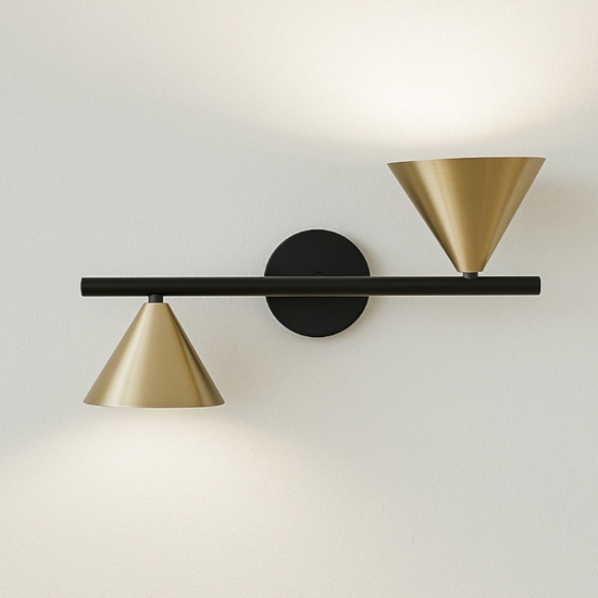 Applique con faretti colore nero e oro Applique con faretti colore nero e oro