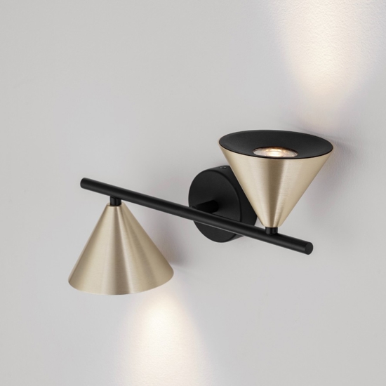 Applique con faretti colore nero e oro Applique con faretti colore nero e oro