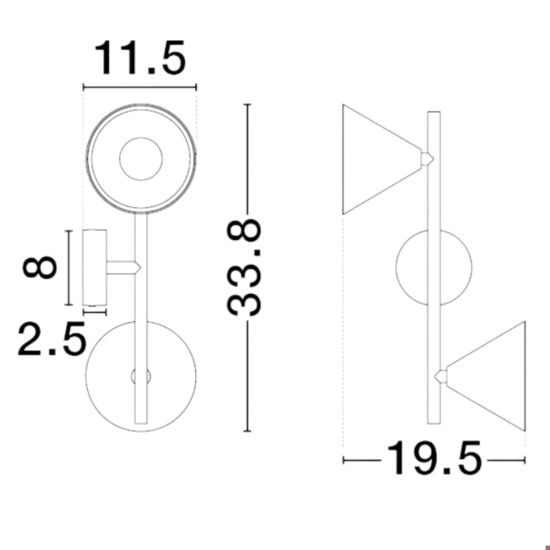 Applique con faretti colore nero e oro Applique con faretti colore nero e oro