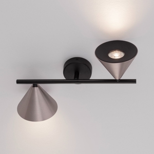Applique con faretti 2 luci paralumi a cono